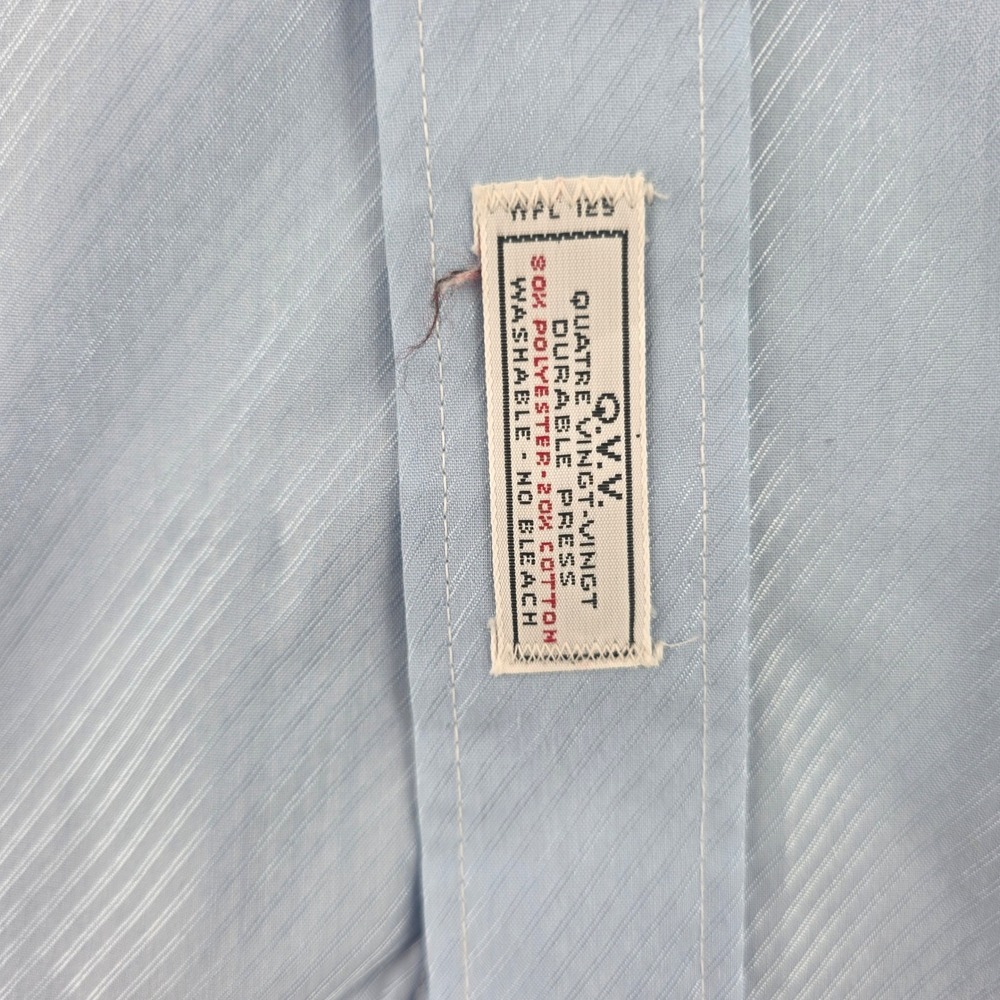 Christian Dior Chemises Mens Vintage Light Blue Textured Stripe Dress Shirt L - Picture 7 of 10